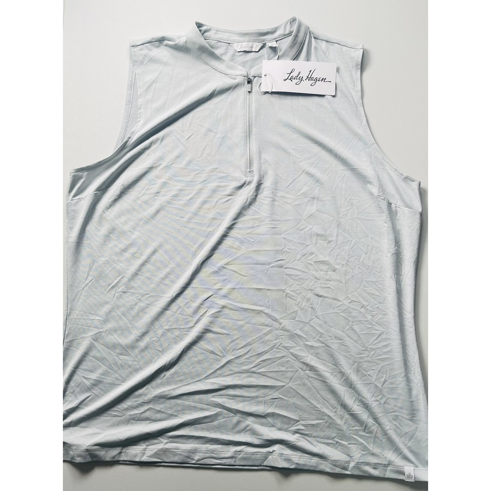Hagen women's XL sleeveless rare coin 1/4 zip polo NWT